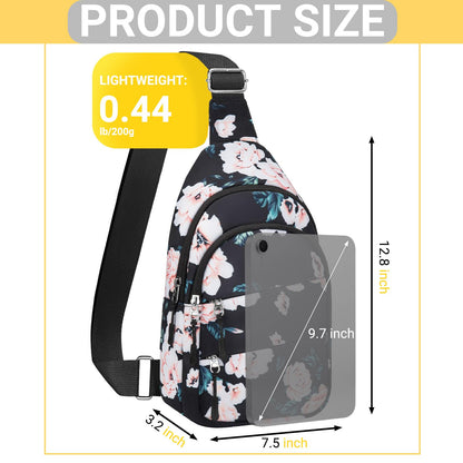 Tuwubi Crossbody Bags for Women, Sling Bag for Men, Small Hiking Backpack Anti Theft Lightweight for Outdoors Travel (M, Black)