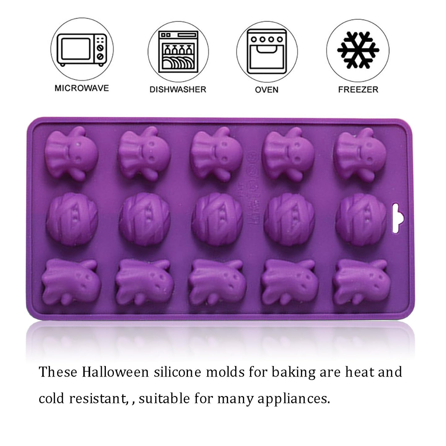 2 Packs Halloween Silicone Molds Ghost Molds Silicone Cute Ghost Chocolate Candy Baking Mold for Halloween Candy Chocolate Jelly Ice Cube Cake Topper