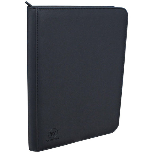 WINTRA Premium 360 Pockets Black Zippered Playing Card Binder - Sturdy Trading Card Holder Album ，9 Pocket Side Loading Card Folder with 20 Sheet Sleeves for Trading and Sports Cards