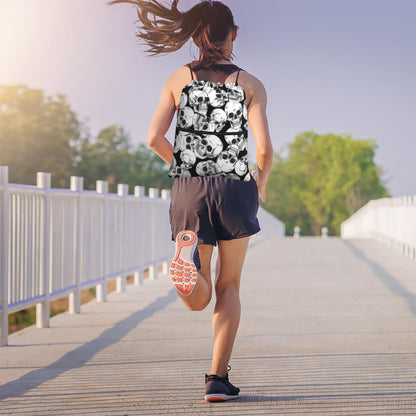 Halloween Goth Skull Drawstring Backpack, Gothic Black White Skeleton Drawstring Bag, Waterproof Durable String Sackpack, Large Capacity Cinch Sackpack for Yoga Sport Beach Gym Shopping