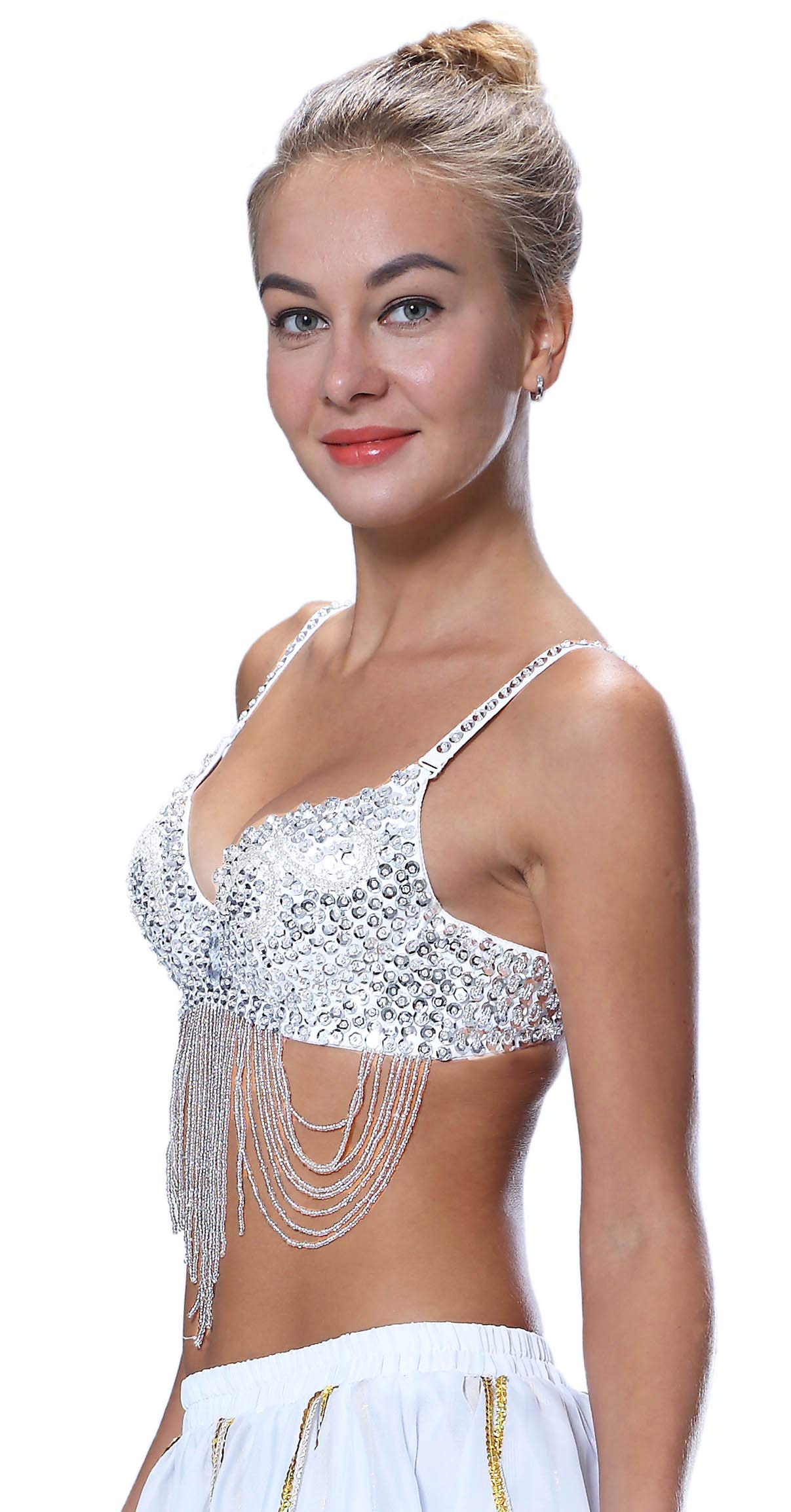 Mermaid Tops Women Silver Bra Sequin Diamond Bedazzled Beyonce Renaissance Tour Outfit Concert Sparkly Halloween Costumes