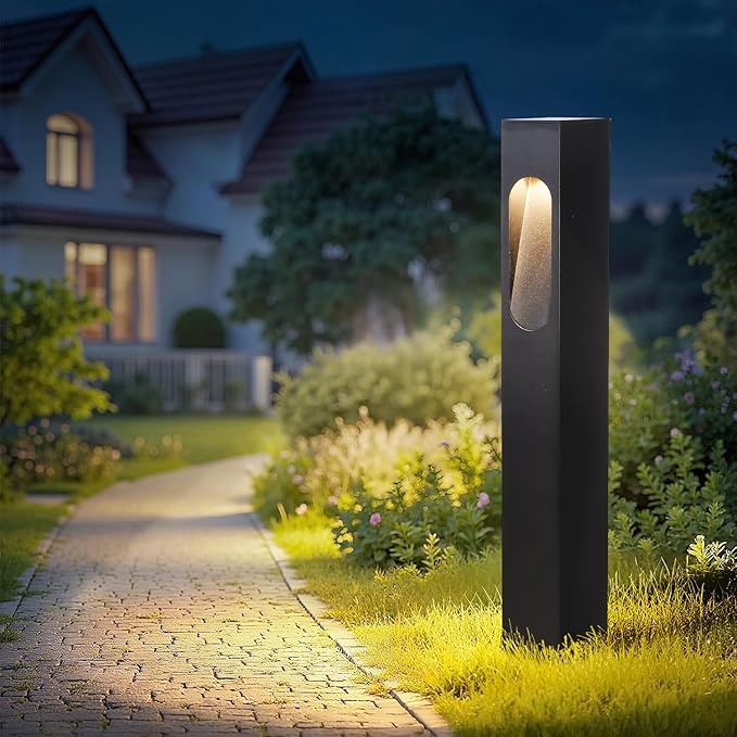 Modern Pathway Light Landscape Path Light 3000K Warm Led Bollard Lighting Fixture Outdoor Waterproof Walkway Light Aluminum Rainproof Path Lamp for Garden Lawn Courtyard Driveway 23.6in