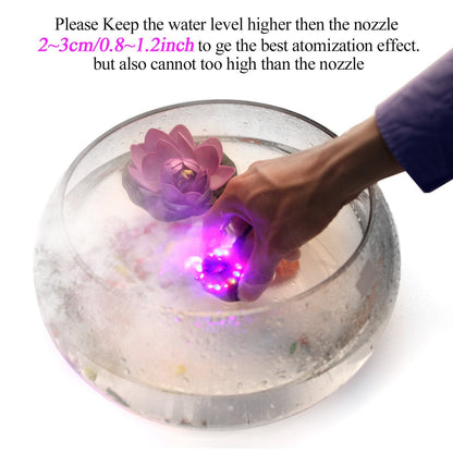 AGPTEK Mist Maker Fogger Water Fountain Pond Fog Machine Atomizer Air Humidifier with 12 LED Light Color Change for Office Home Room Car, Black