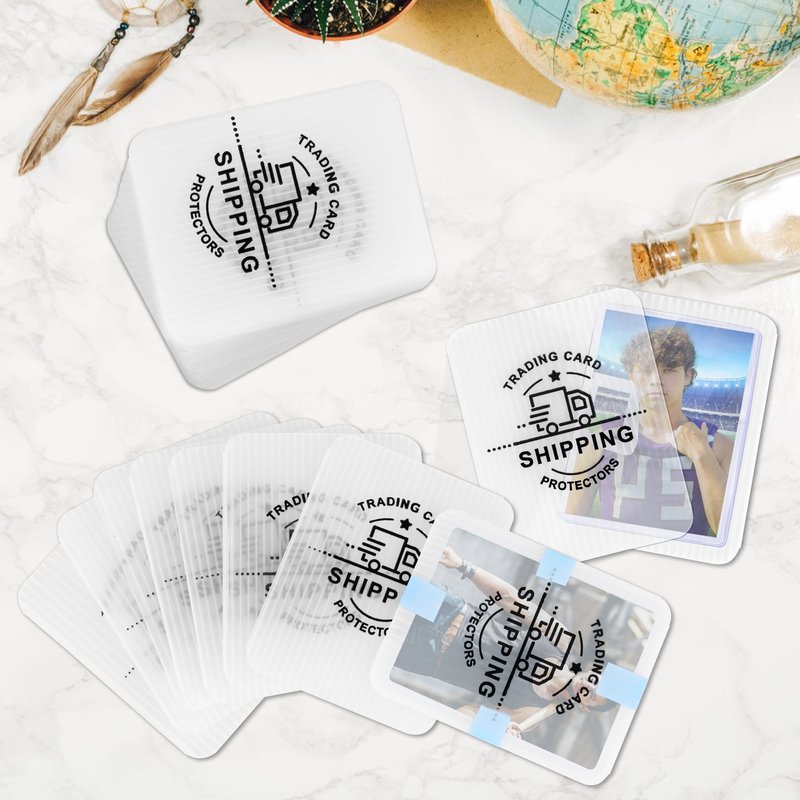 200 Pack Trading Card Shipping Protectors with Tape Rolls, AHIER 3.5'' x 4.5'' Plastic Cardboard Inserts for Bubble Mailers, Translucent Semi Rigid Precut Card Savers for Mailing Shipping Supplies