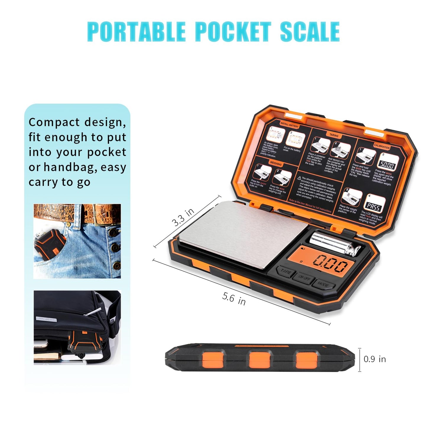 Fuzion Digital Pocket Scale, 500g x 0.01g Gram Scale, Mini Scale 6 Units Jewelry Scale with LCD Display, Tare Function for Food, Jewelry, Coin, Coffee