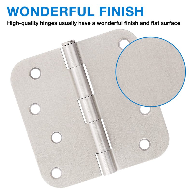 18 Pack 4 Inch Nickel Door Hinges Satin/Brushed Nickel Door Hinges 4 in x 4" Exterior Interior Door Hinge for Stardand Doors Stall,Front,Closet,Silver Residential Hinge Iron Bifold Door Hinge