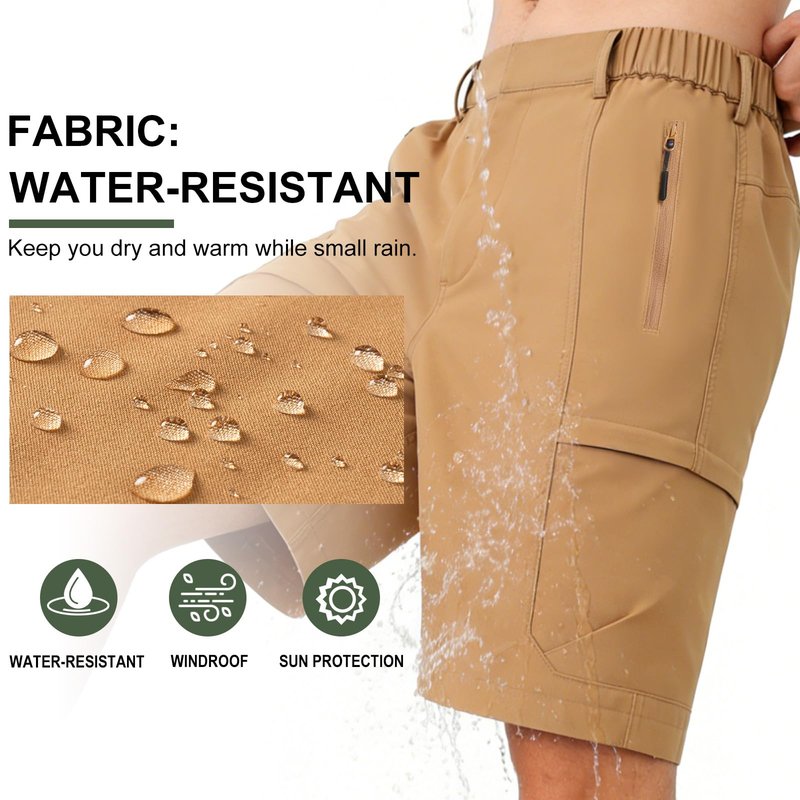 Balanoon Men's Hiking Cargo Shorts 9" Lightweight Outdoor Shorts for Men Trip Golf Camping Tactical Casual with 6 Zipper Pockets Khaki