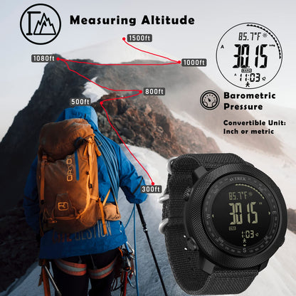 AVTREK Mens Outdoor Sport Tactical Survival Watches Hiking Digital Wrist Watch Swimming Military Army Altimeter Barometer Compass Watches