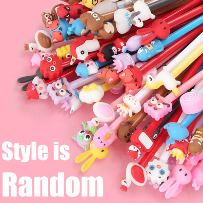 Muiyaneq 30Pcs Cute Cartoon Gel Black Ink Pens,Random Kawaii Writing Pens,Assorted Styles Pens for School Office Home Student Kids Present