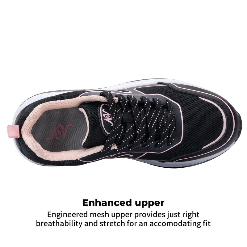 RomenSi Womens Walking Shoes Arch Support Tennis Orthotic Sneakers Plantar Fasciitis Rocker Bottom Shoes for Foot and Heel Pain Relief BlackRose US 6