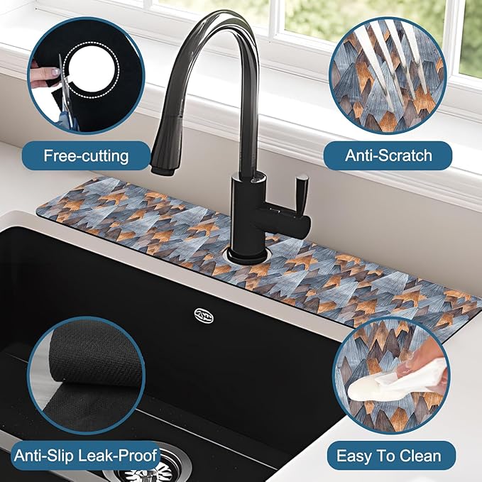 Abstract Mountain Sink Splash Guard Faucet Mat Mountain Landscape Super