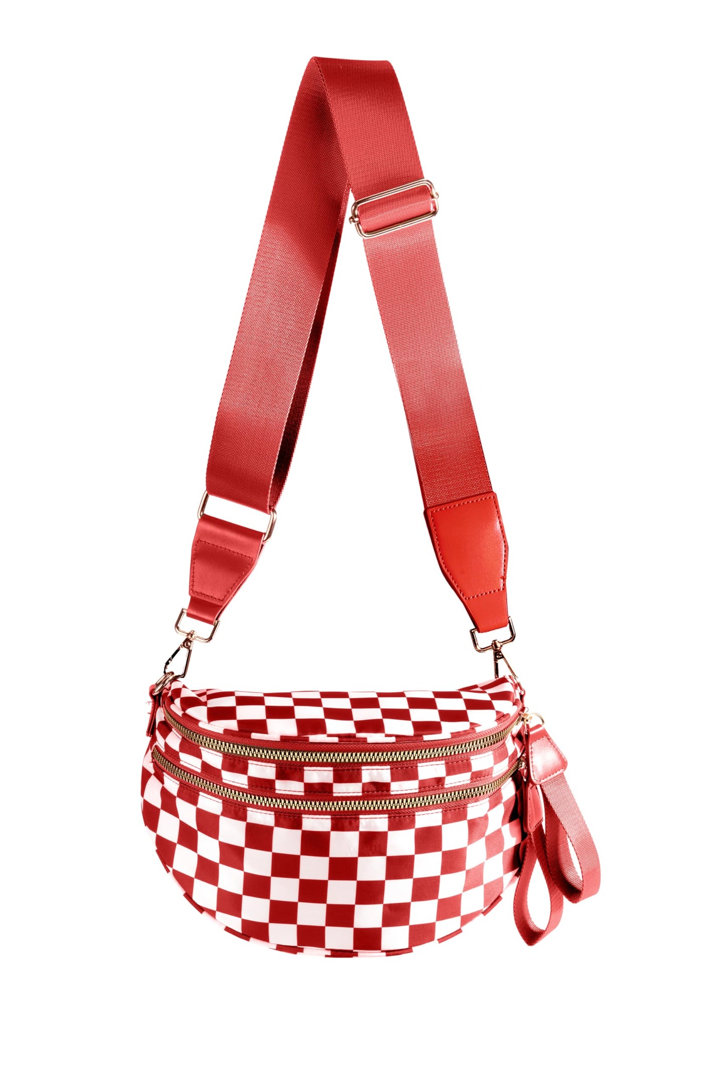 Spacious Checkered Nylon Crossbody Bag Bum Bag Checkered Handbags Wallets for Women