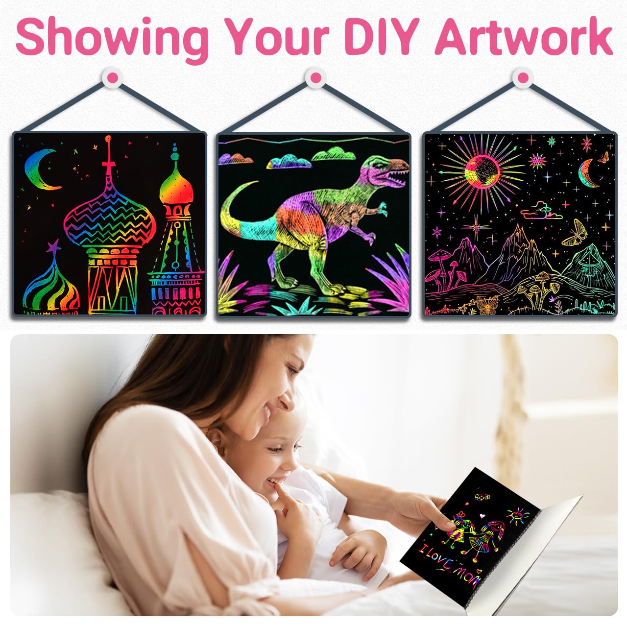 ZMLM Scratch Paper Art Craft: 2 Pack Rainbow Scratch Set for 3 4 5 6 7 8 9 10 Years Old Girls Boys Students Drawing Coloring Black Magic Art Supplies Kits Gifts School Birthday Party Toys(Classic)