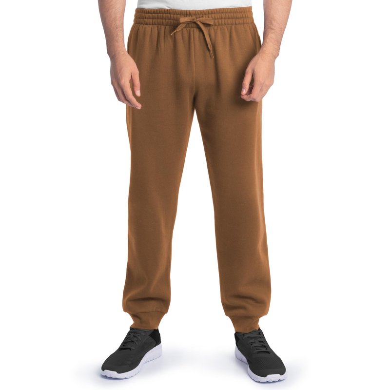 Fruit of the Loom Men's Eversoft Fleece Joggers with Pockets, Relaxed Fit, Moisture Wicking, Breathable, Tapered Sweatpants, Golden Pecan, XX-Large