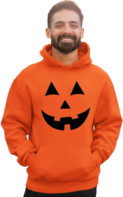 Go All Out Large Orange Mens Jack O Lantern Pumpkin Face Halloween Funny Sweatshirt Hoodie