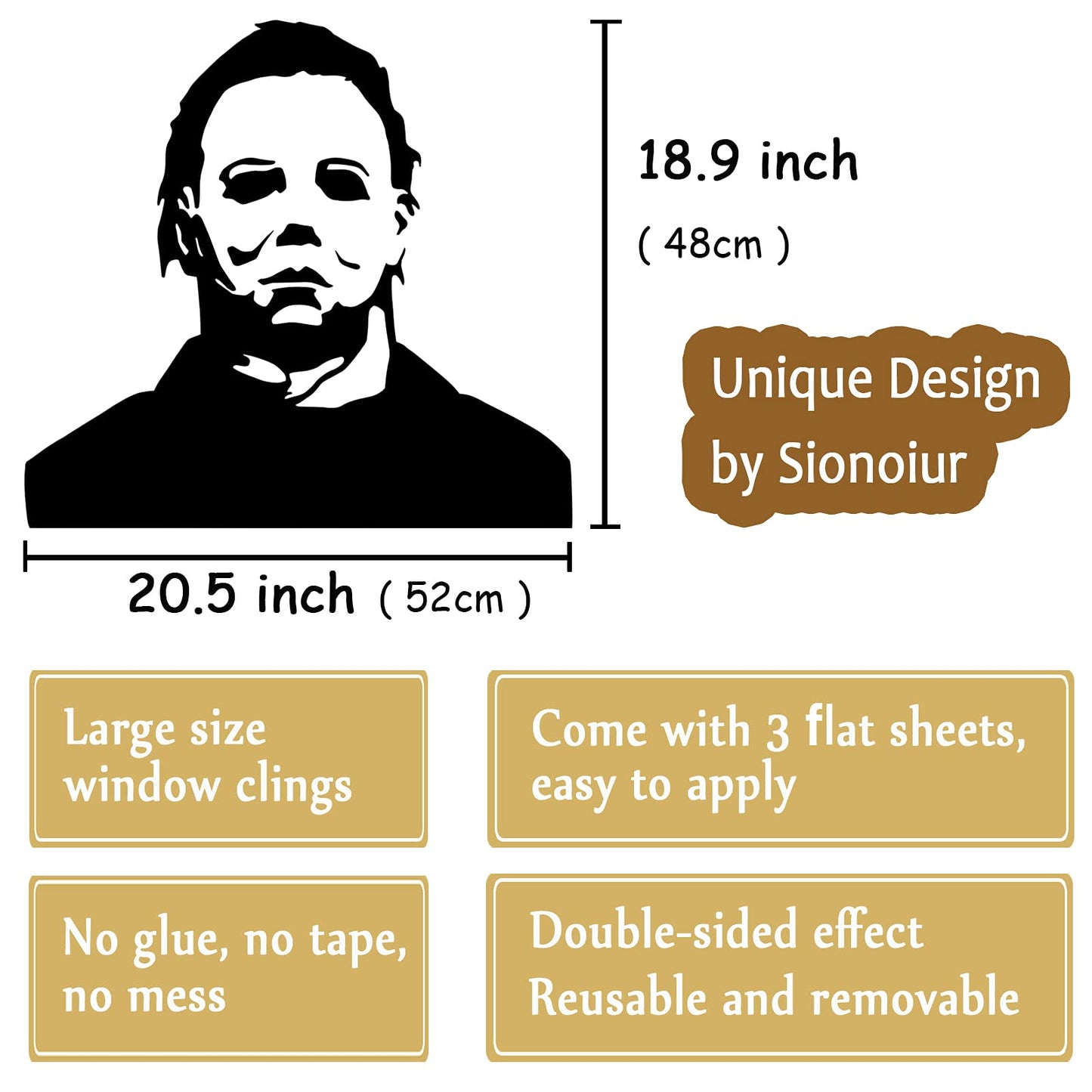 Halloween Window Clings Decorations Spooky Silhouette Removable PVC Double-Side Window Sticker Haunted House Ghost Large Scary Decals for Halloween Party Supplies Home Office Window Glass Mirror