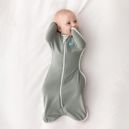 Love To Dream Swaddle Up, Small 3.5-6 kg - Deep Olive, Snug Fit, Supports Healthy Sleep Routine, 1.0 Tog - Ideal for 20-24°C Temperatures, Machine Washable Cotton & 2 Zips for Easy Nappy Changes