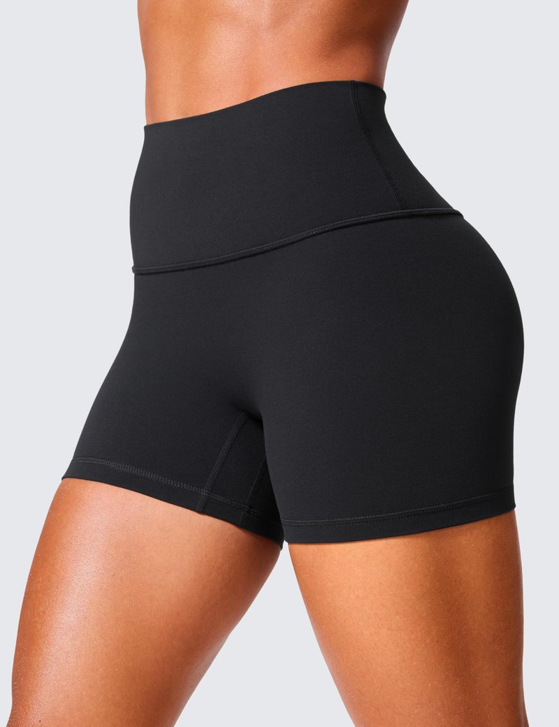 CRZ YOGA Secretsculpt Butterlift Biker Shorts 4" - No Front Seam High Waisted Womens Workout Gym Booty Scrunch Butt Black Small