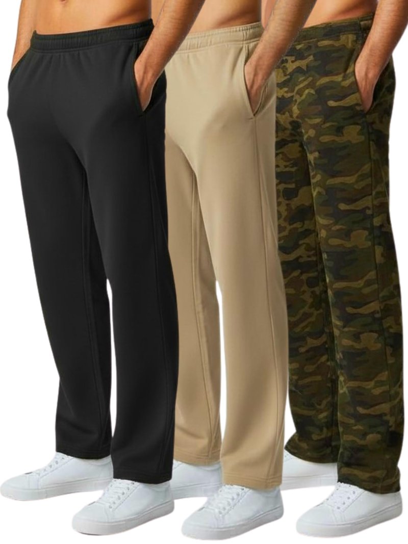 Ultra Performance 3 Pack Mens Sweatpants, Wide Leg Open Bottom Lounge Sweat Pants for Men