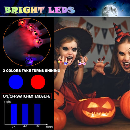 DIYASY Halloween Light Up Rings for Kids,50 Pcs LED Flashing Ring Toys for Halloween Kids Party Favors Prizes and Goodie Bag Fillers
