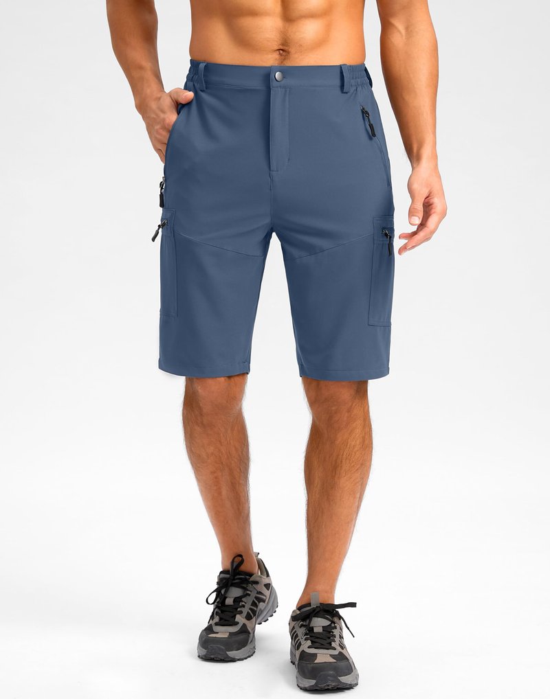 Pudolla Men's Hiking Shorts 11" Lightweight Cargo Work Shorts for Men Summer Travel Golf Casual Outdoor with 5 Pockets(Dark Navy 3X-Large)