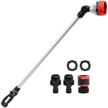 Eden 96618 Long Metal Garden Wand with 7 Watering Pattern, Thumb Control, Bundled with Quick Connect Starter Set