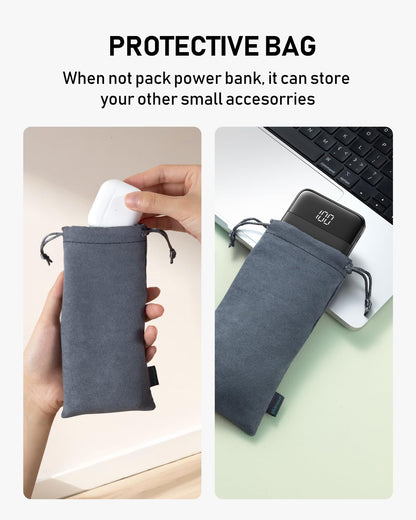 charmast Portable Charger with Built in Cables, 10000mAh Slim Power Bank, 15W USB C in&Out Port High Speed Charging External Charger, Battery Pack Compatible with iPhone 16 15 13 Samsung Google iPad