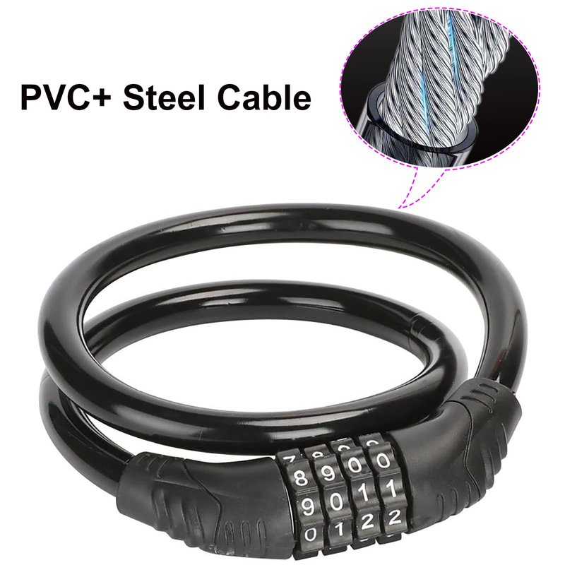2 PACK Bike Locks Cable,Anti Theft Bicycle Lock Chain,4 Digit Security Resettable Bike Combination Lock Self Coiling Combination Cable Combo Bike Locks Without Mounting Bracket,2 Feetx1/2 Inch (Black)