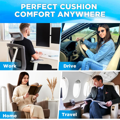 QUTOOL Car Memory Foam Seat Cushion Car Seat Cushions for Driving Wedge Booster Seat Cushion for Short People Chair Seat Cushion Pad Seat Back Support for Office Chair, Cars, and Trucks (Black)