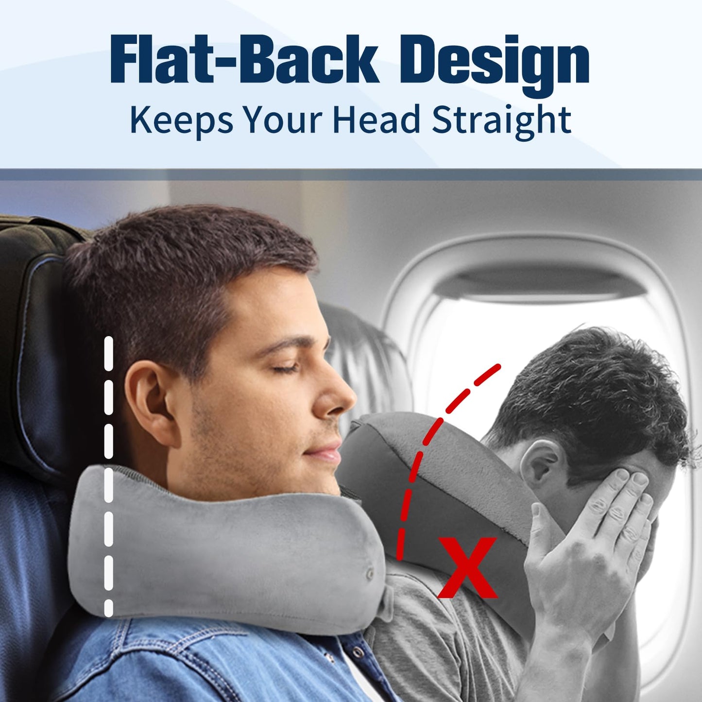 Cirorld Travel Pillow for Airplane, Neck Pillow for Travel, Memory Foam Travel Neck Pillow for Adults, Adjustable & Compact Flight Pillow, Ergonomic Neck Cushion, With Ear Plugs, Eye Mask, Carry Bag