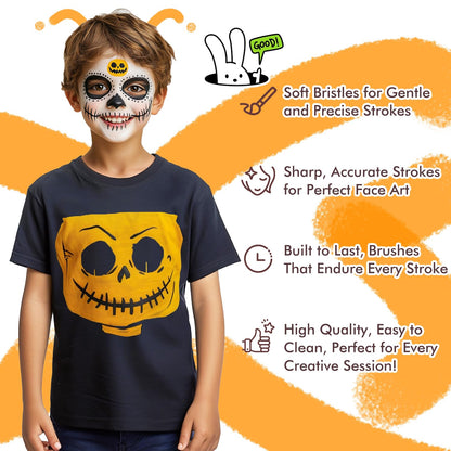 Face Painting Brushes, Fuumuui 13pcs Professional Synthetic Brushes for Face & Body Painting with Halloween, Cosplay, Costume & Theater - Acrylic Watercolor Oil Gouache