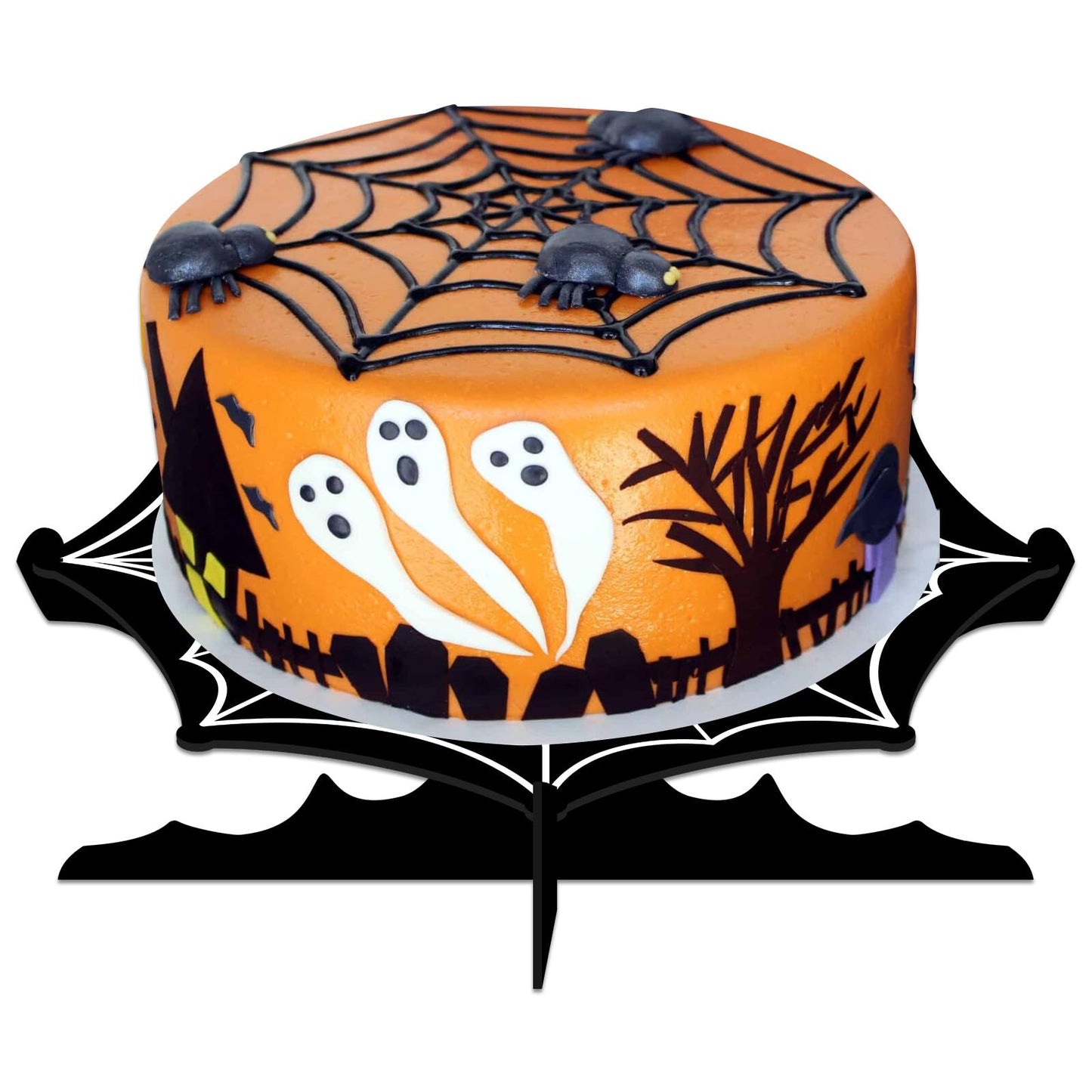 FRIDAY NIGHT 2 Pcs Halloween Cupcake Stand 1-Tier Spider Web Cardboard Dessert Holder Cake Serving Tray Birthday Party Supplies Decoration