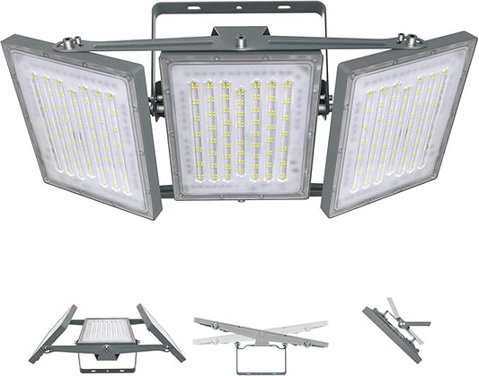 STASUN LED Flood Light Outdoor, Max Series 480W 48000lm 6000K Daylight IP66 Waterproof, Commercial Parking Lot Light,3 Heads for Yard Street Stadium House Floodlight Security Lights for Outdoor Area