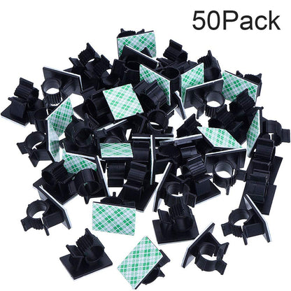 50 Pcs Wire Clips Adhesive Wire Clamps Black Cable Clips Nylon Wire Adjustable Cable Clips Adhesive Cable Management Clips Adjustable Clamp