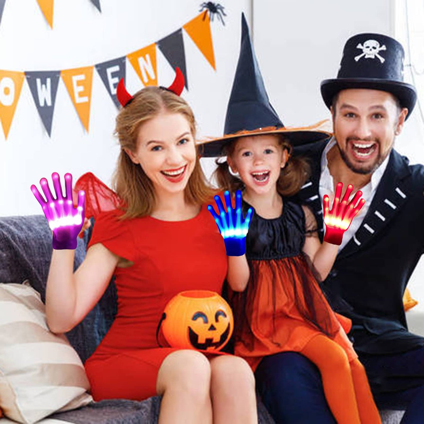 COLEDRE Kids Toys 12 Colors LED Gloves Cool Toys Gifts for Age 5-7 8-12 Years Old Boys Girls Halloween Costumes Light Up Gloves Stocking Stuffers Kids Christmas Birthday Parties Gifts (1 Pair M)