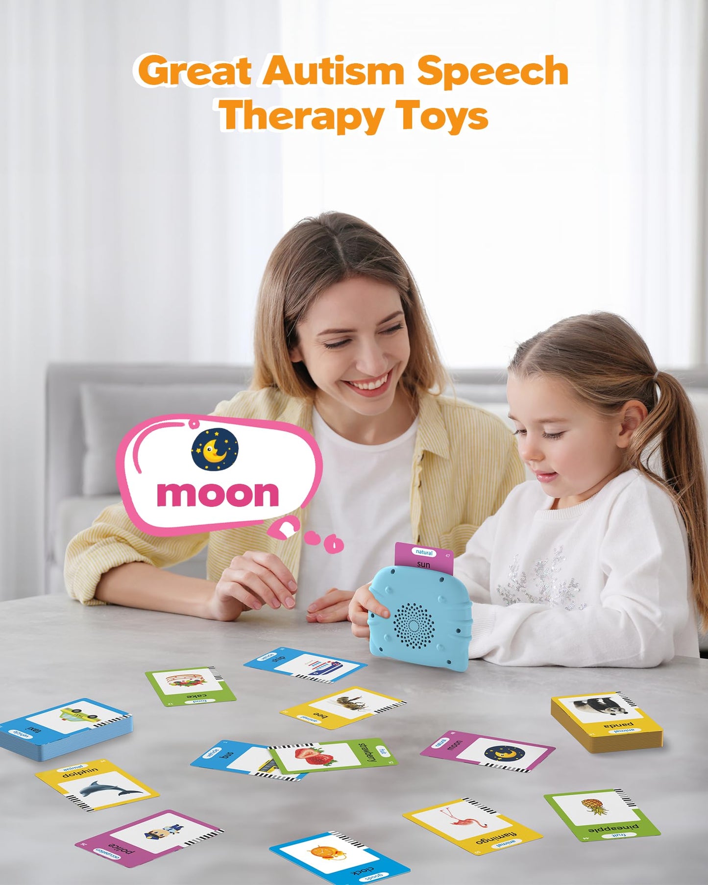 Airbition Talking Flash Cards for Toddlers 1 2 3 4 Year Olds, Montessori Language Learning with 224 Words, Pocket Speech Therapy and Autism Playthings, Children's Sensory Educational Device