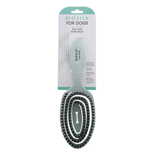 BioSilk for Dogs Eco-Friendly Boar Hair Bristle Brush in Mint Green | Easy to Hold Ergonomic Handle Dog Brush for Shedding | Best Pet Brush for Dog Grooming