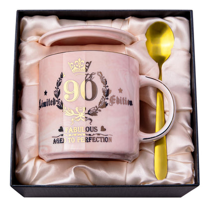 Best Friend Birthday Gifts for Women, Friendship Gifts for Women, Unique Birthday Valentines Day Gift Ideas for Her, Friends Female, Besties, BFF Ceramic Marble Coffee Mug Gift Box Printed Gold 14 oz