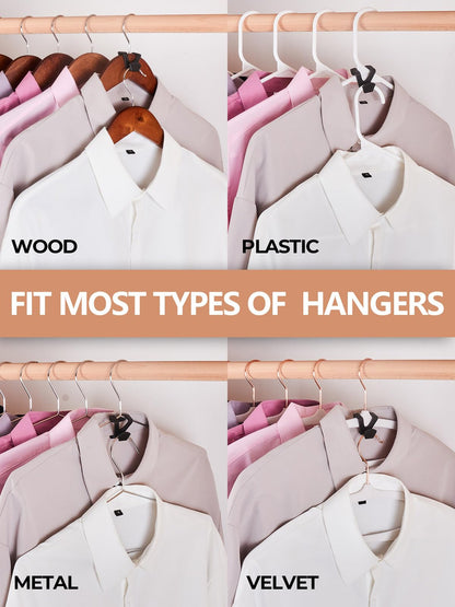 HOUSE DAY Space Saving Hanger Hooks 60 Pack, Black Clothes Hanger Connector Hooks, Heavy Duty Hanger Hooks Space Saver, Premium College Dorm Room Essentials, Good Closet Organizers and Storage