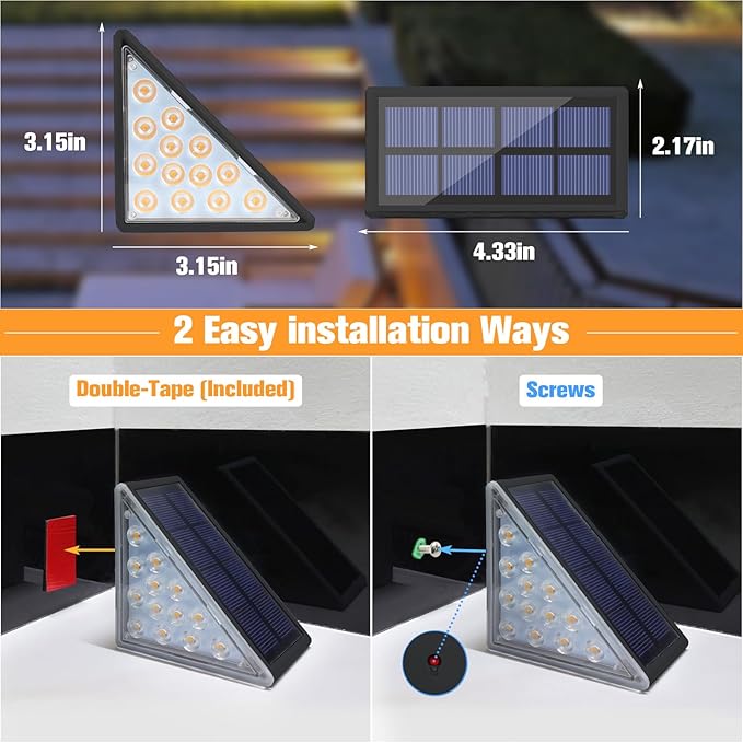 VOLISUN Solar Step Lights for Outside, Solar Stair Lights Outdoor Waterproof IP67, LED Outdoor Step Light, 80 Lumen, Deck Light for Outside Step, Front Porch and Patio(Black,24 Pack)