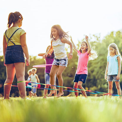 Cikyner Chinese Jump Rope, 2 Pack 4m Long 1.5cm Wide Elastic Chinese Ropes with Instructions French Skipping Rainbow Band for Children Jumpsies Games Indoors and Outdoors, Ideal for Gifts for Kids