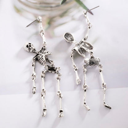 HAISWET Gothic Skeleton Skull Earrings Punk Halloween Earrings for Women Antiqued Silver Color