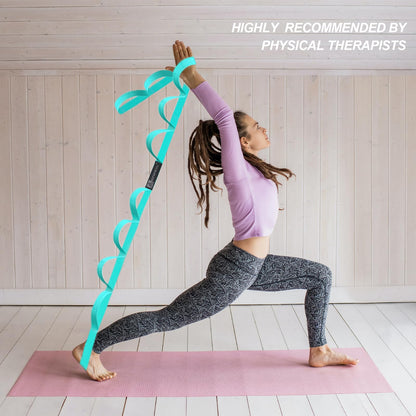 A AZURELIFE Premium Durable Stretch Straps with Loops, Stretching Strap for Physical Therapy, Multi-Loop Yoga Strap Fitness Exercise Strap for Yoga, Pilates, Dance, Flexibility&Exercise