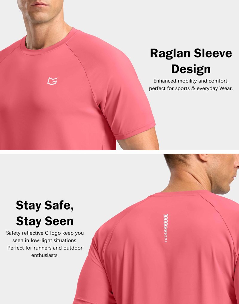G Gradual Men's Athletic Workout T-Shirts Moisture Wicking Cooling Running Shirts Short Sleeve Performance Tee for Gym Tennis(Pink,XXL)