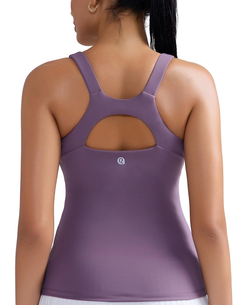 RUNNING GIRL Workout Tops for Women,Racerback Purple Tank Tops with Built in Bras,Padded Sports Bra Yoga Tank Athletic Tops(BX3119_Purple_S)
