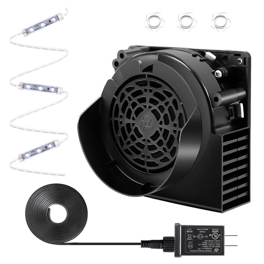 DRHLWZN Air Blower for Inflatables, 12V 1A Replacement Inflatable Fan, Mini Blow up Fan with 3-LED Light String for Halloween Christmas Outdoor Yard Inflatable Decorations