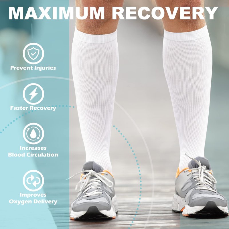 Medical Compression Socks for Women and Men 3 Pairs 20-30 mmHg Knee High Christmas Compression Stockings Circulation Best for Running Athletic Nurses (02 Gray, Small-Medium)