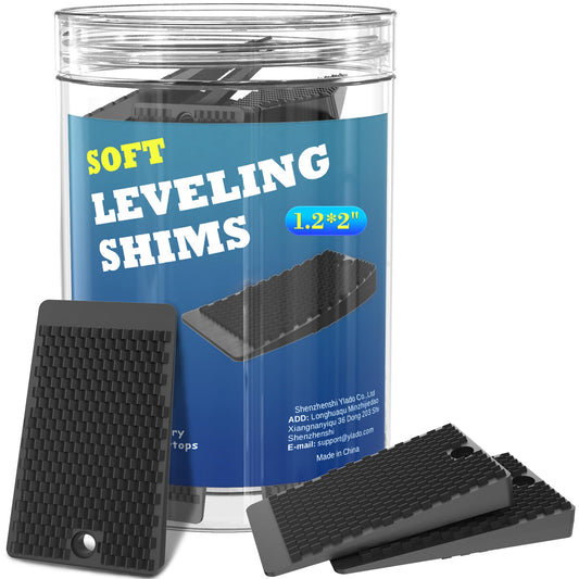 Furniture Levelers, 32 Piece Jar 2“, Rubber Shims for Leveling, Black Wedge for Table Toilet Refrigerator Piano, Non-Slip Shims for Home Improvement and Work, Cuttable and Stackable