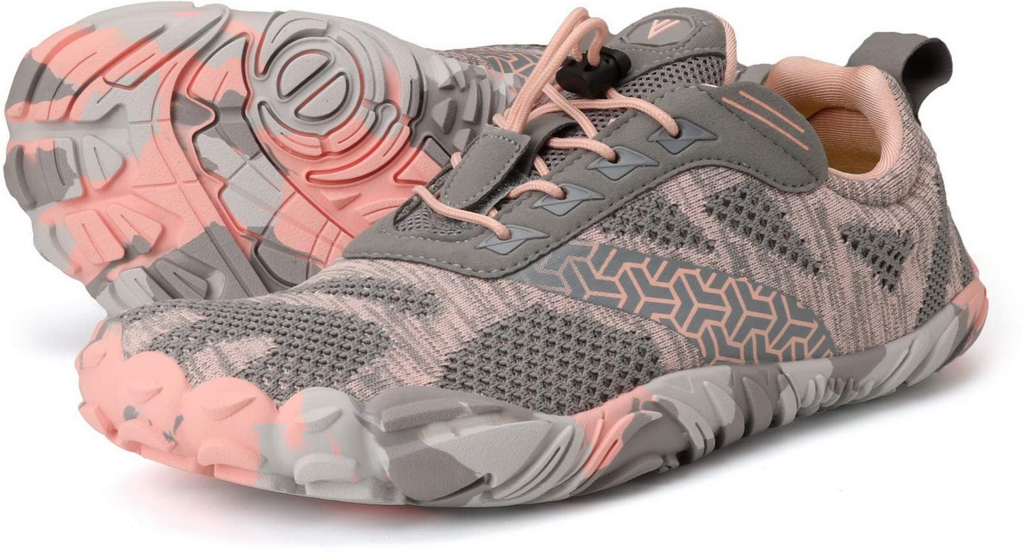 Joomra Women Minimalist Shoes Barefoot Treadmill Walking Athletic Size 10 Gym Lightweight Jogging Hiking Trekking Toes Workout Sneakers Grey Pink 41