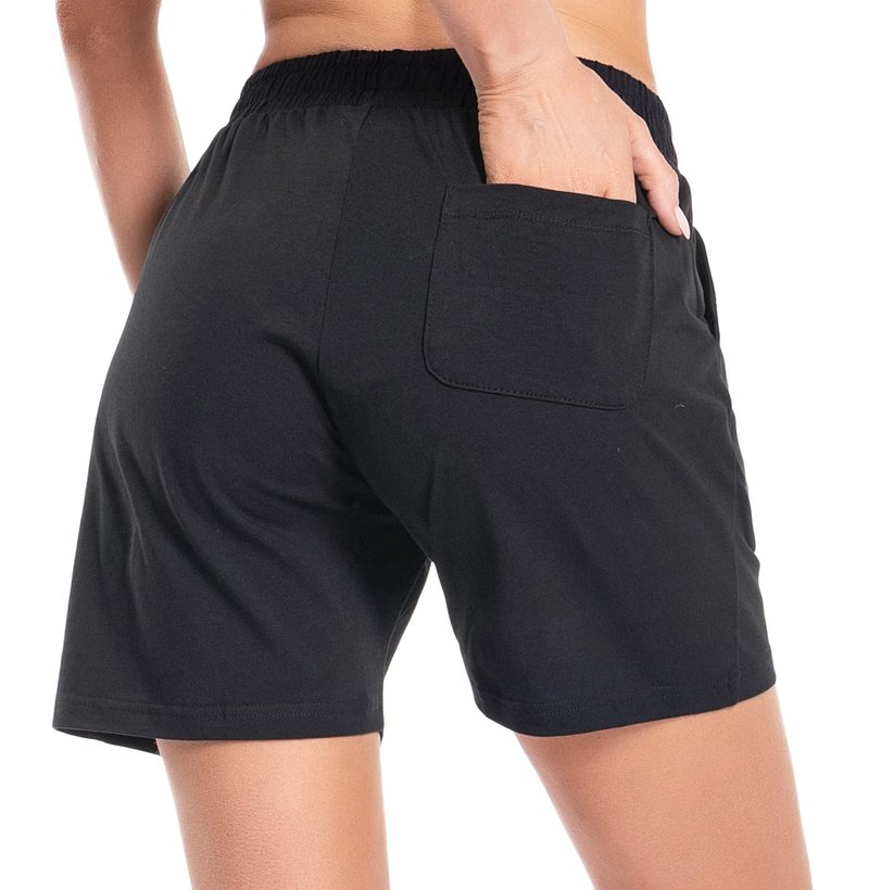 Women's Cotton Shorts 5" Sweat Bermuda Pull on Shorts with Deep Pockets for Lounge Gym Yoga Walking Athletic